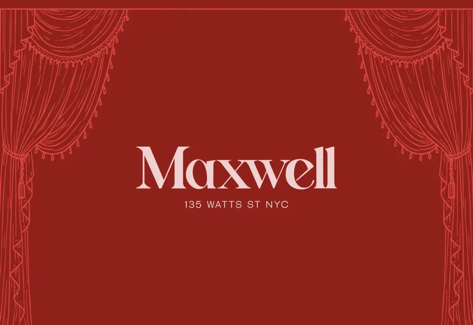 Maxwell Social red script identity, event posters and website artwork